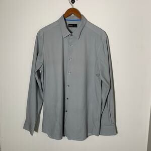 Mens Quieti Performance Button Down Shirt, Gray, Size L, EUC!